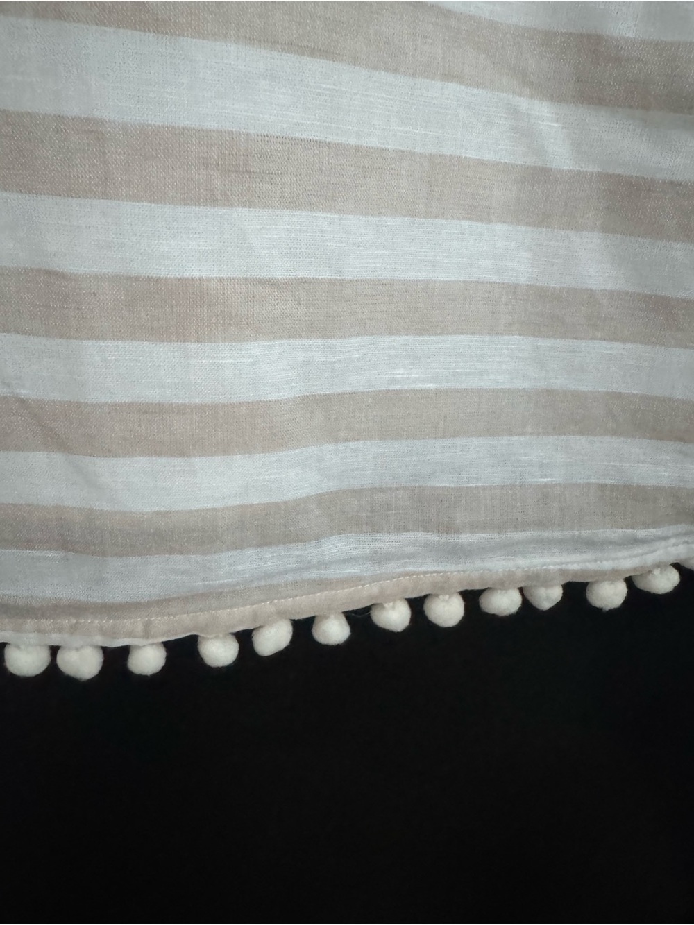 NWT Striped Beige & White Spaghetti Strap Dress with Pom Trim - Picture 4 of 6